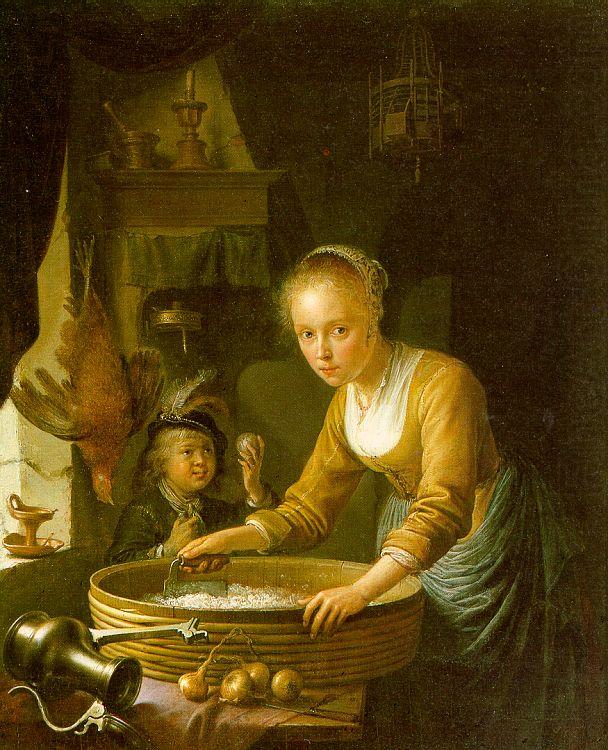 Gerrit Dou Girl Chopping Onions